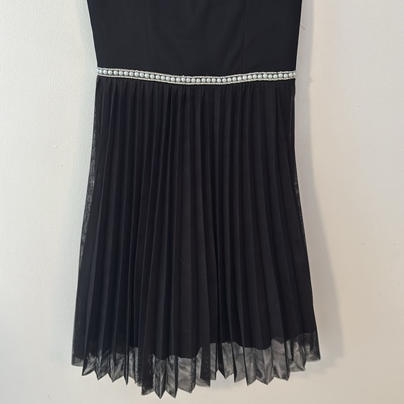 Black Party Dress Girls 12 Pleated Tulle Pearl Fancy Wedding Party Girly Pretty - Picture 4 of 9